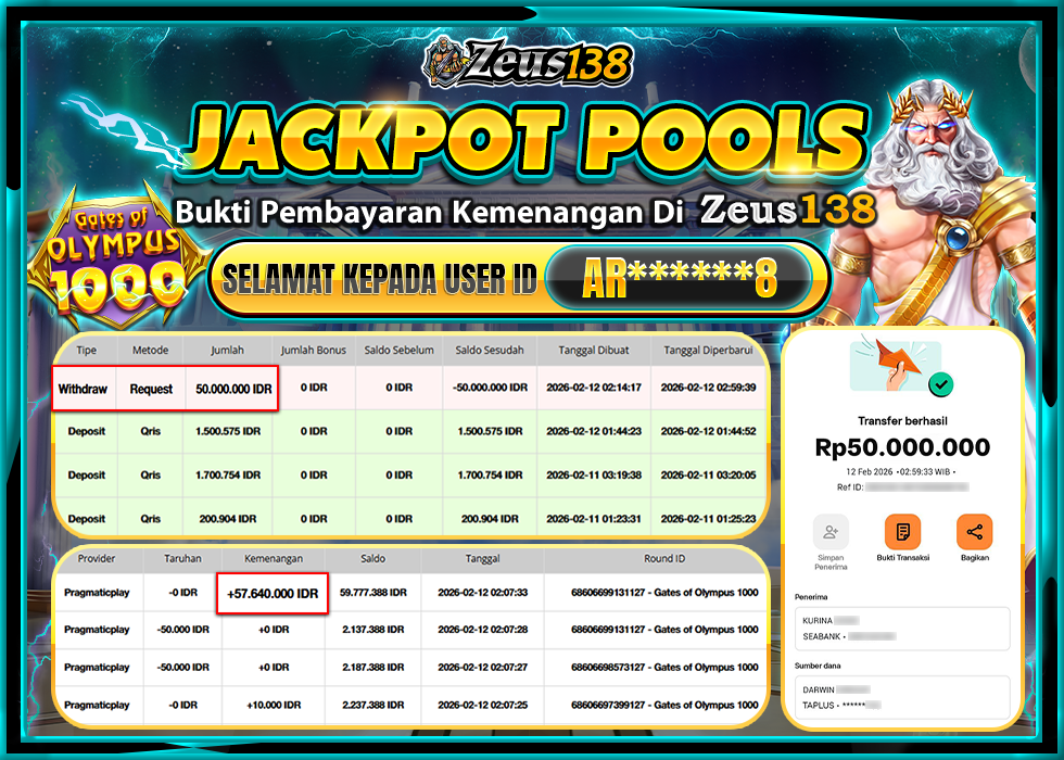 ZEUS138 GATES OF OLYMPUS1000Rp50,000,000